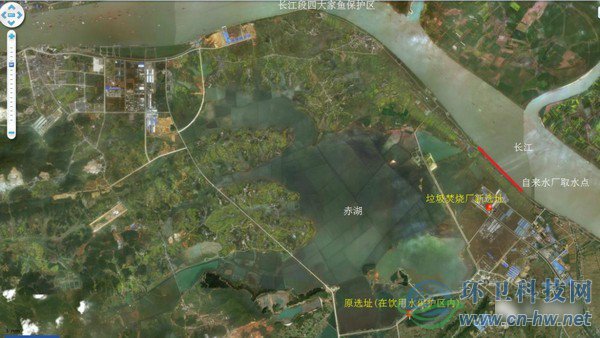 垃圾焚烧厂原选址和新址位置图