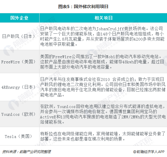 图表5：国外梯次利用项目  