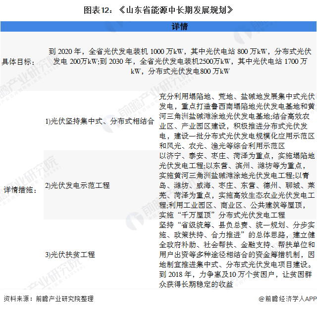 图表12：《山东省能源中长期发展规划》